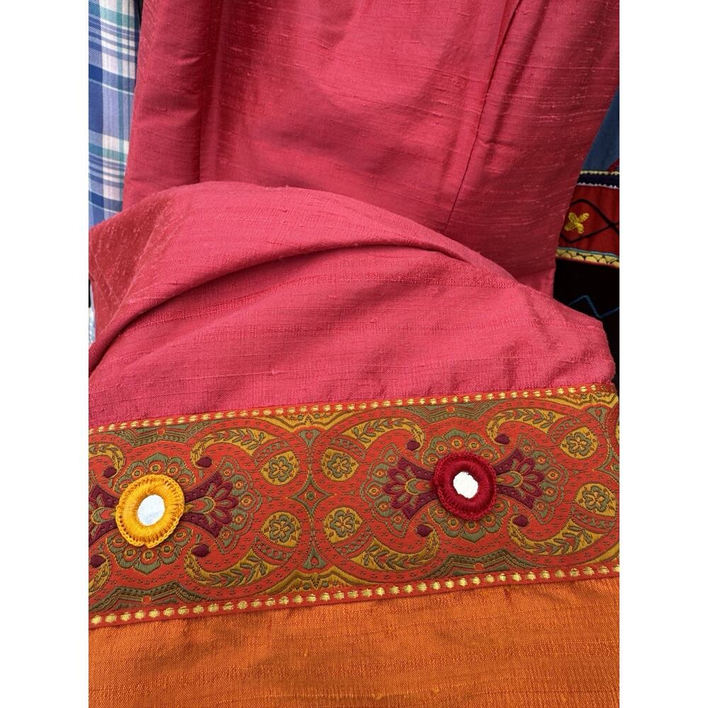 Mica Red Silk Sundress Size 8 Hippie Summer Knee-Length Dress Made in USA - Picture 2 of 9